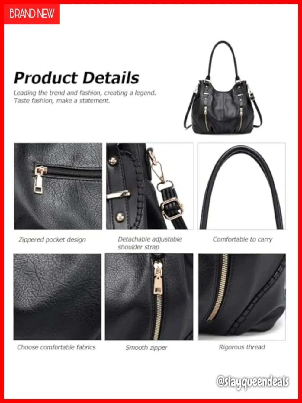 Vintage PU Leather Hobo Tote Bag Satchel Purse with Adjustable Strap Women